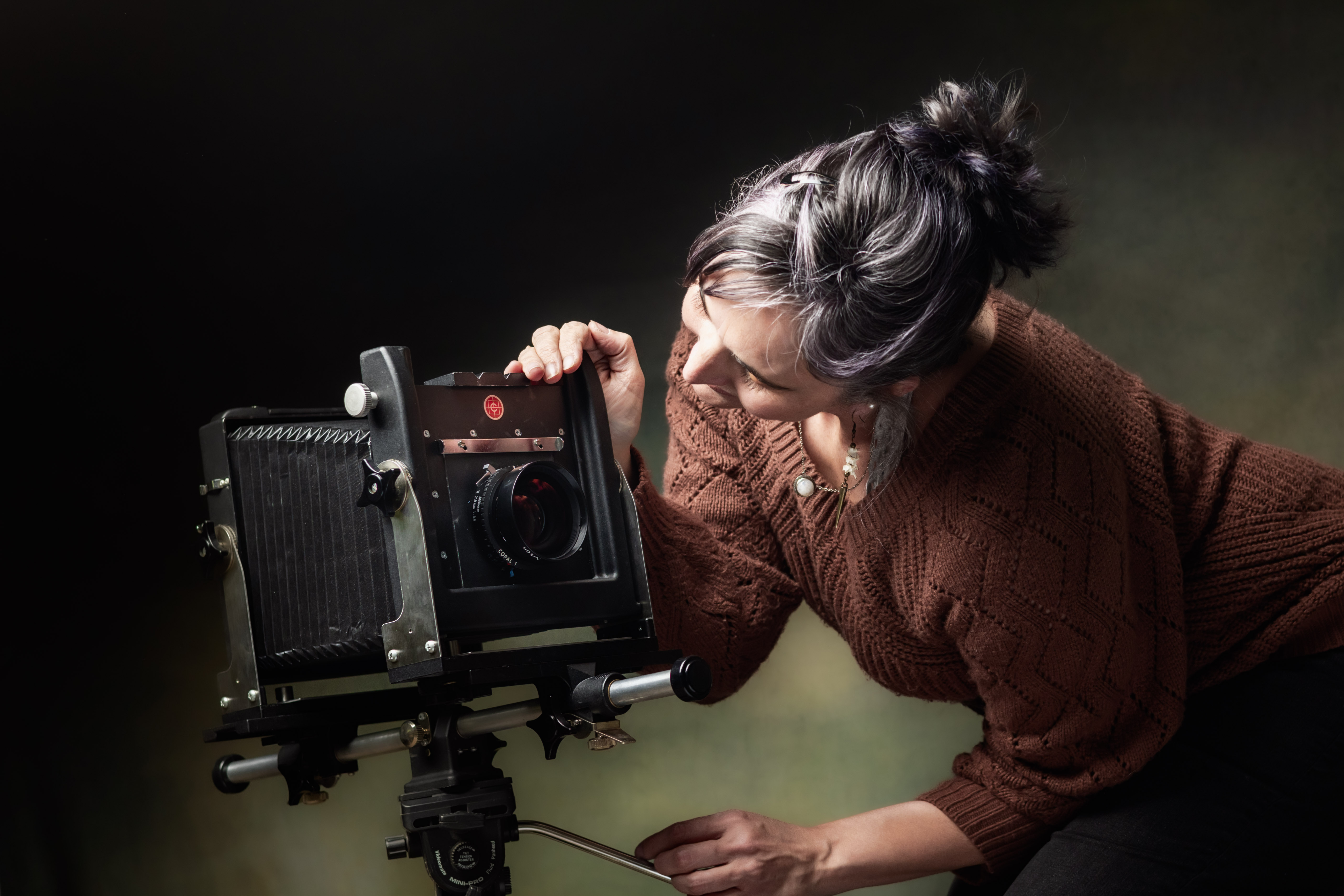 large format camera woman